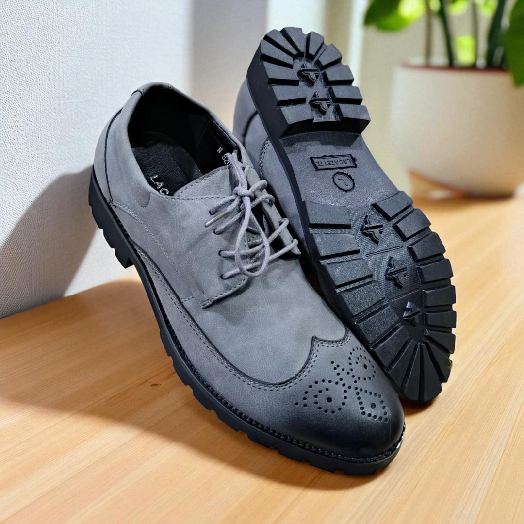 Men's Classic Brogue Oxford Shoes, Grey Leather Elegance. From Boardroom to Boulevard, All Terrain Leather Brogues. Timeless Steps, Your Everyday Smart Casual and official Companion shoes.