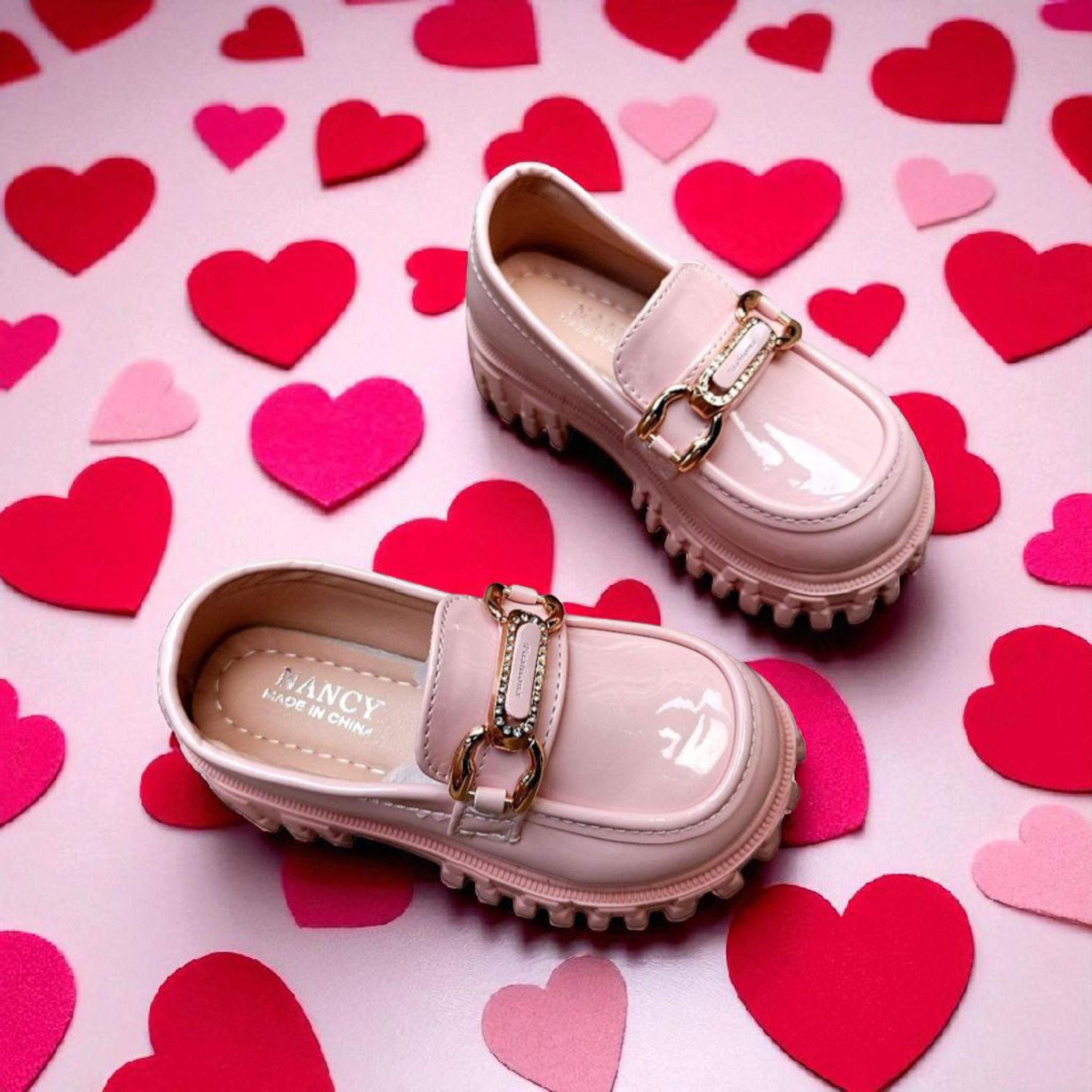 Chunky Girls' Buckle loafers. Stylish, trendy and fashion girls slip-ons. Versatile loafers for dresses, school or play. Trendy platform loafers for young fashionistas.