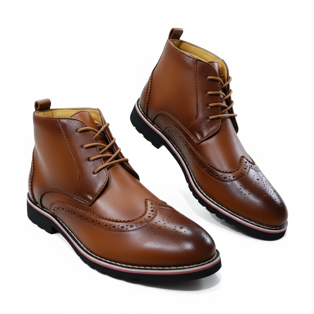 ZOTA Men elegant boots. PU leather Oxford design. official boots Brown. Classy and fashionable.