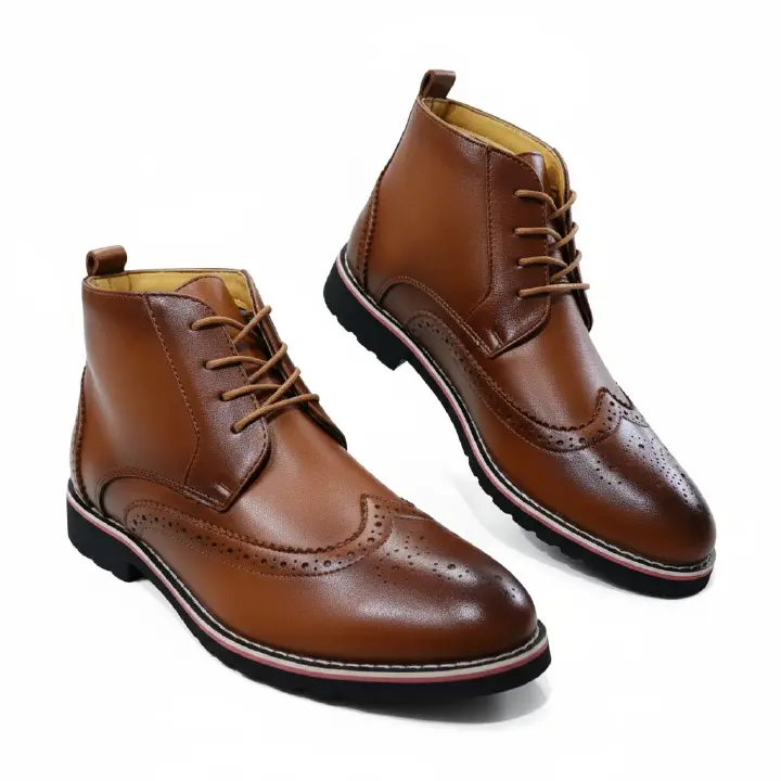 ZOTA Men elegant boots. PU leather Oxford design. official boots Brown. Classy and fashionable.
