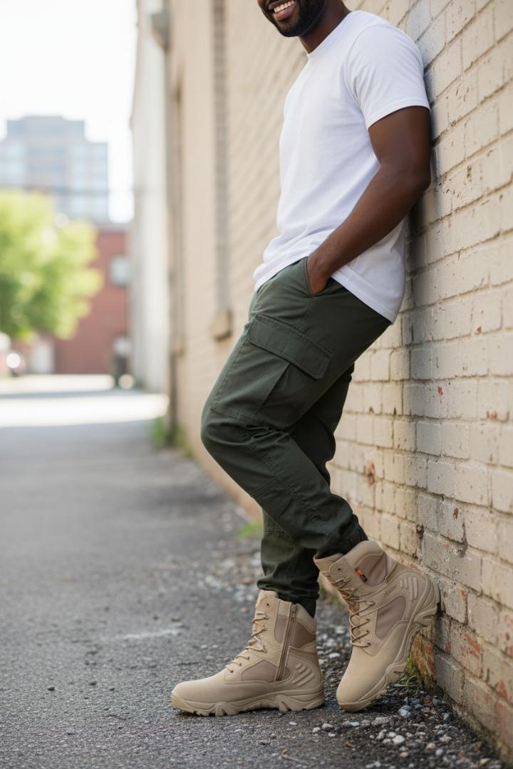 Men' S Army Military Style Jungle Boots Suede Leather Desert Boots Combat Outdoor Work Walking Trekking Tactical Boots. Delta boots. Cordura boots.