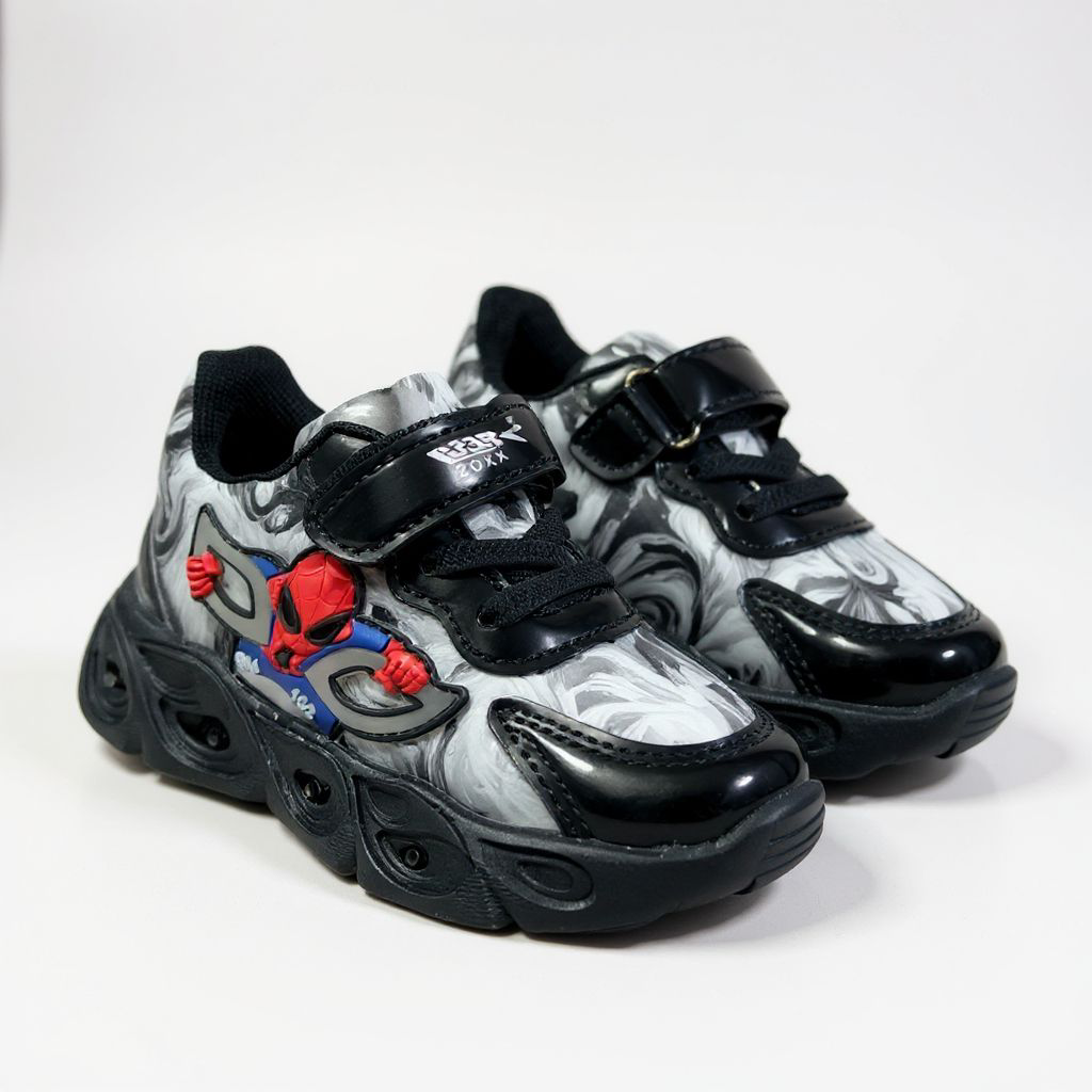 Spider-Sense Speedsters. Web-Slinging Wonder Kicks. Black and white Marvel Swirl Sneakers, Cosmic spider-Stardust Shoes. Little Hero Galaxy Runners. Adventure-Ready Marble Runners. Black Kicks.