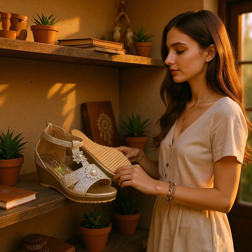 Enchanted Steps, Adorable Floral  & Pearl Girls Summer Wedges. Gold T-Strap Comfort Wedge Sandals For Girls. Girls perfect Wedding Guest And Holiday Dress up Wedges. Glamorous Photo shoot shoes.