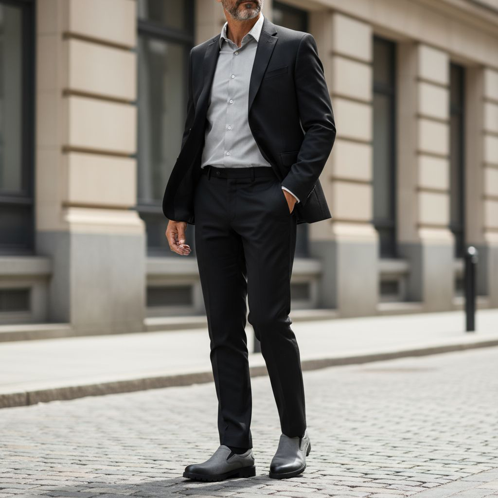 The Executive Glide Slip-On Leather Loafers for the Modern Man. Grey Leather Slip-Ons With Durable Tread. Instant Upgrade, Premium Grey Faux Leather comfort slip-ons. The essential comfort loafers. Wa