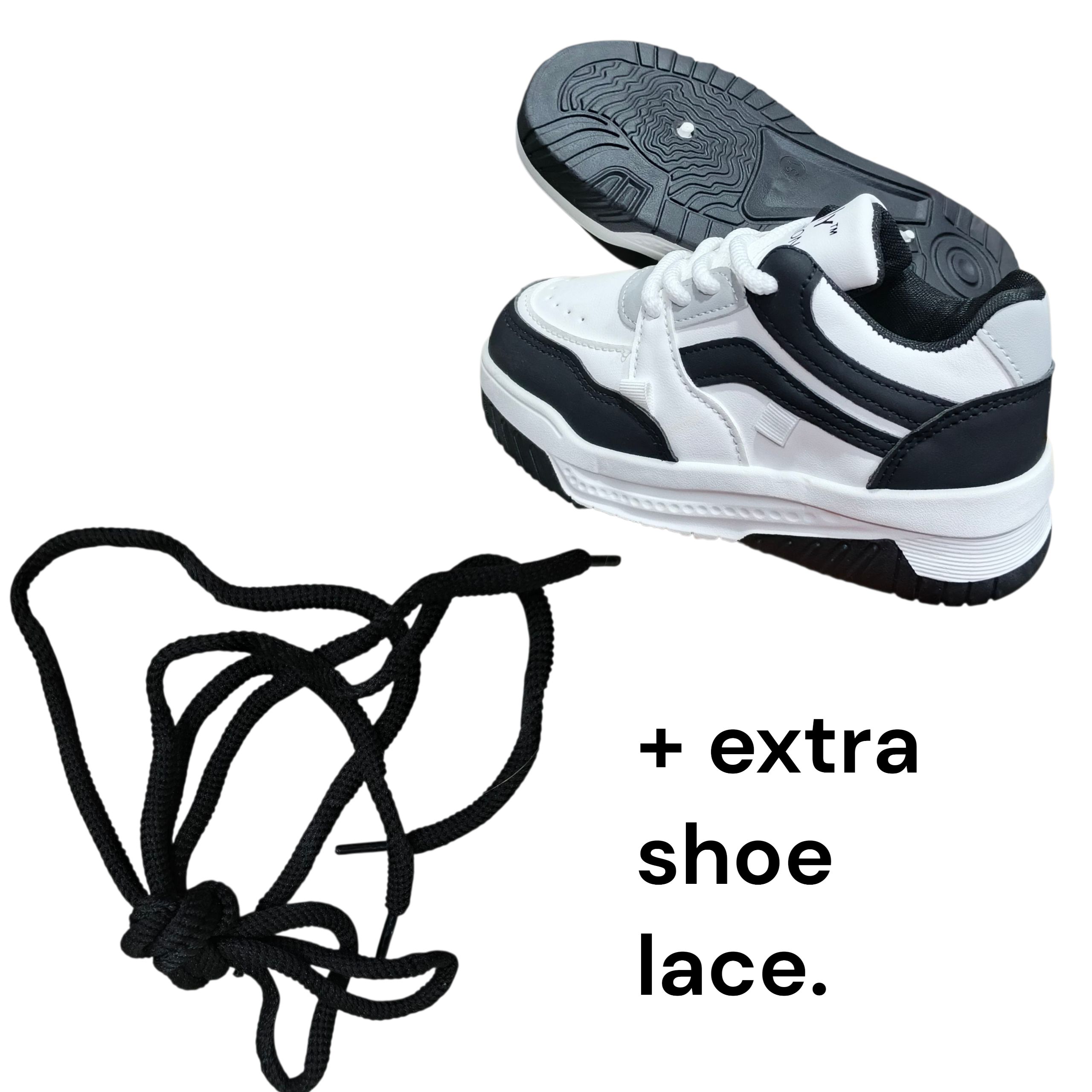 Kids' Classic Black & White Fashion Sneakers, Lightweight High-Top Trainers. Stylish Oclo Fashion Sport Shoes for Boys & Girls.  Comfortable & Durable;  Junior Court Style Sneakers ,Easy-Wear Lace-Up