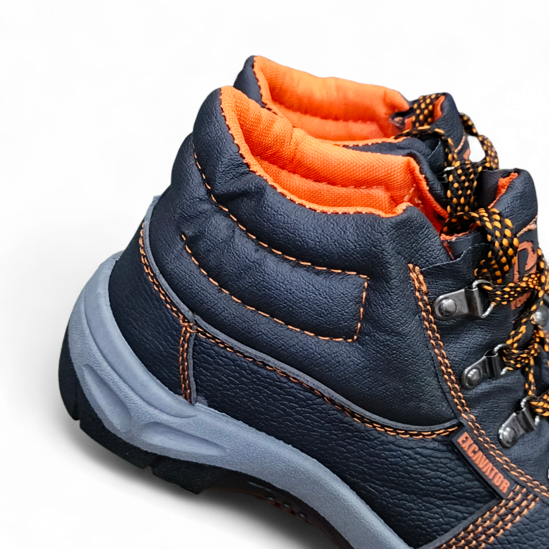 Excavator Series, Heavy-Duty Steel Toe Safety Boots - Slip-Resistant, Breathable Mesh Lining, and Industrial Latent Leather. Reinforced Safety Toe.