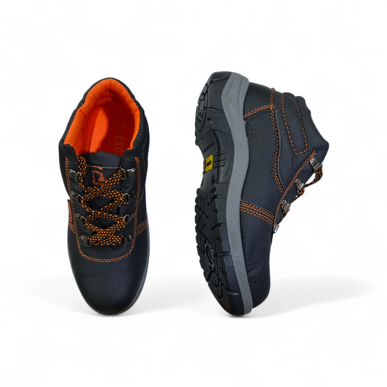 Excavator Series, Heavy-Duty Steel Toe Safety Boots - Slip-Resistant, Breathable Mesh Lining, and Industrial Latent Leather. Reinforced Safety Toe.