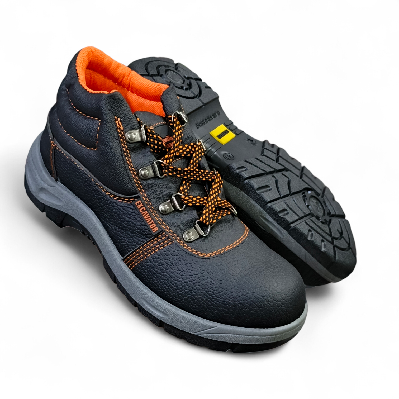 Excavator Series, Heavy-Duty Steel Toe Safety Boots - Slip-Resistant, Breathable Mesh Lining, and Industrial Latent Leather. Reinforced Safety Toe.