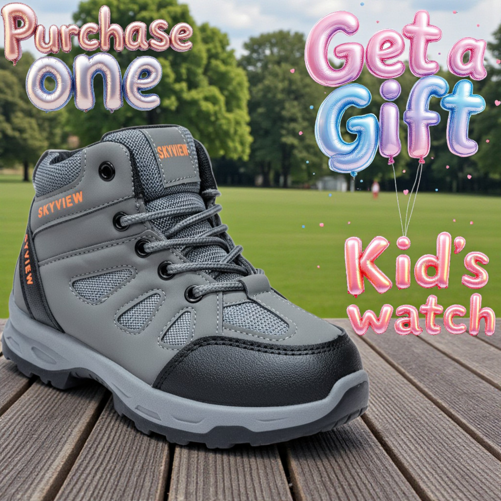 Skyview Kids’ Lightweight Hiking Boots. Mid-Top Outdoor Adventure Boots,  Multi-Terrain High-Traction Trail Shoes.