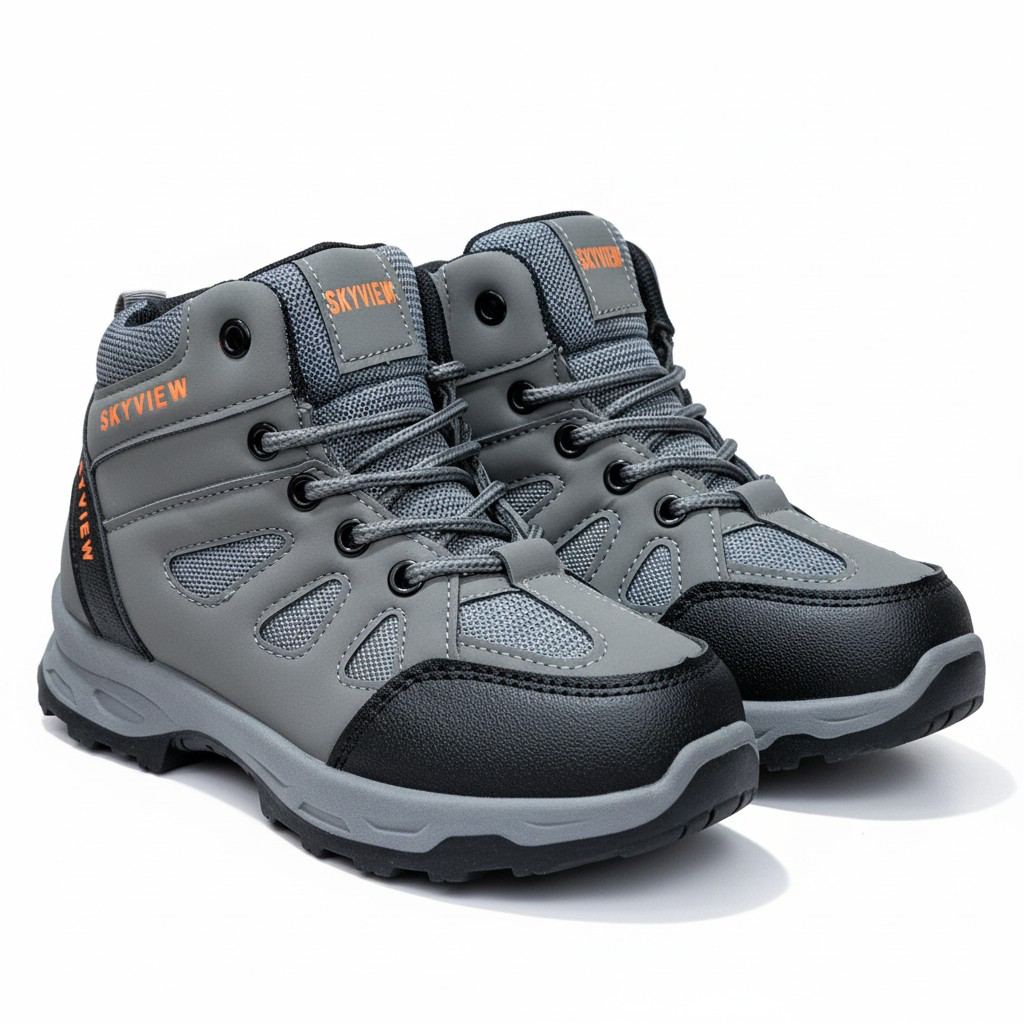 Skyview Kids’ Lightweight Hiking Boots. Mid-Top Outdoor Adventure Boots,  Multi-Terrain High-Traction Trail Shoes.