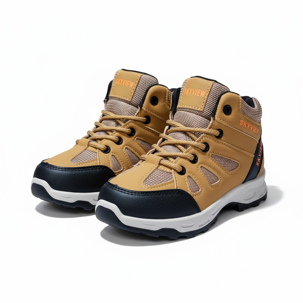 Skyview Kids’ Lightweight Hiking Boots. Mid-Top Outdoor Adventure Boots,  Multi-Terrain High-Traction Trail Shoes.