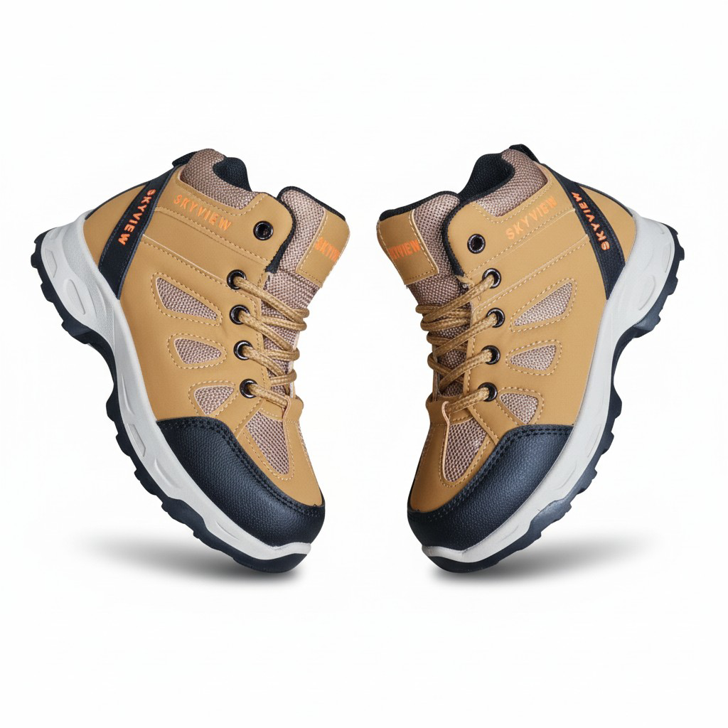 Skyview Kids’ Lightweight Hiking Boots. Mid-Top Outdoor Adventure Boots,  Multi-Terrain High-Traction Trail Shoes.