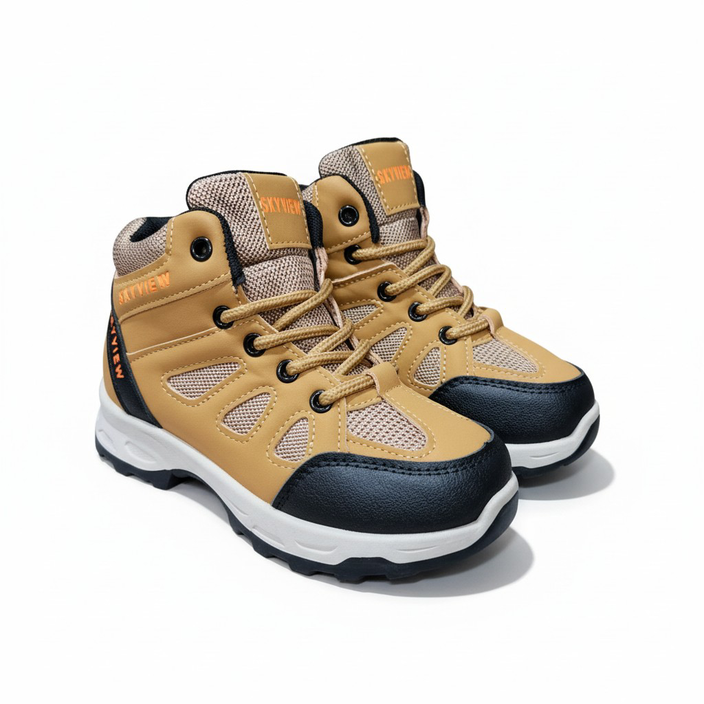 Skyview Kids’ Lightweight Hiking Boots. Mid-Top Outdoor Adventure Boots,  Multi-Terrain High-Traction Trail Shoes.