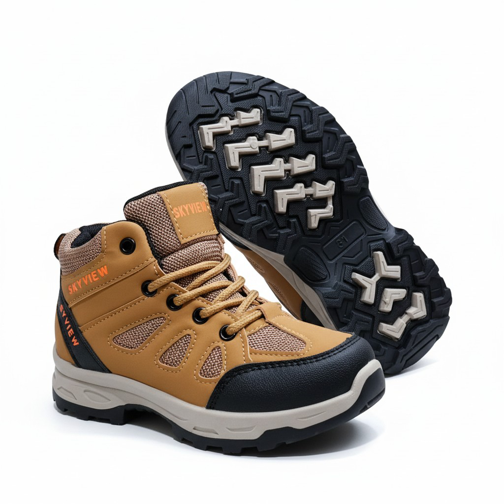 Skyview Kids’ Lightweight Hiking Boots. Mid-Top Outdoor Adventure Boots,  Multi-Terrain High-Traction Trail Shoes.