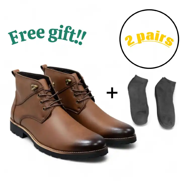 Lacazette Fashion Men's Brown Leather Casual Boots. Men's Tan Brown Mid-Top Leather Boots, Lace-Up Ankle Boots for Men. Versatile Brown Leather Boots for Everyday Wear.