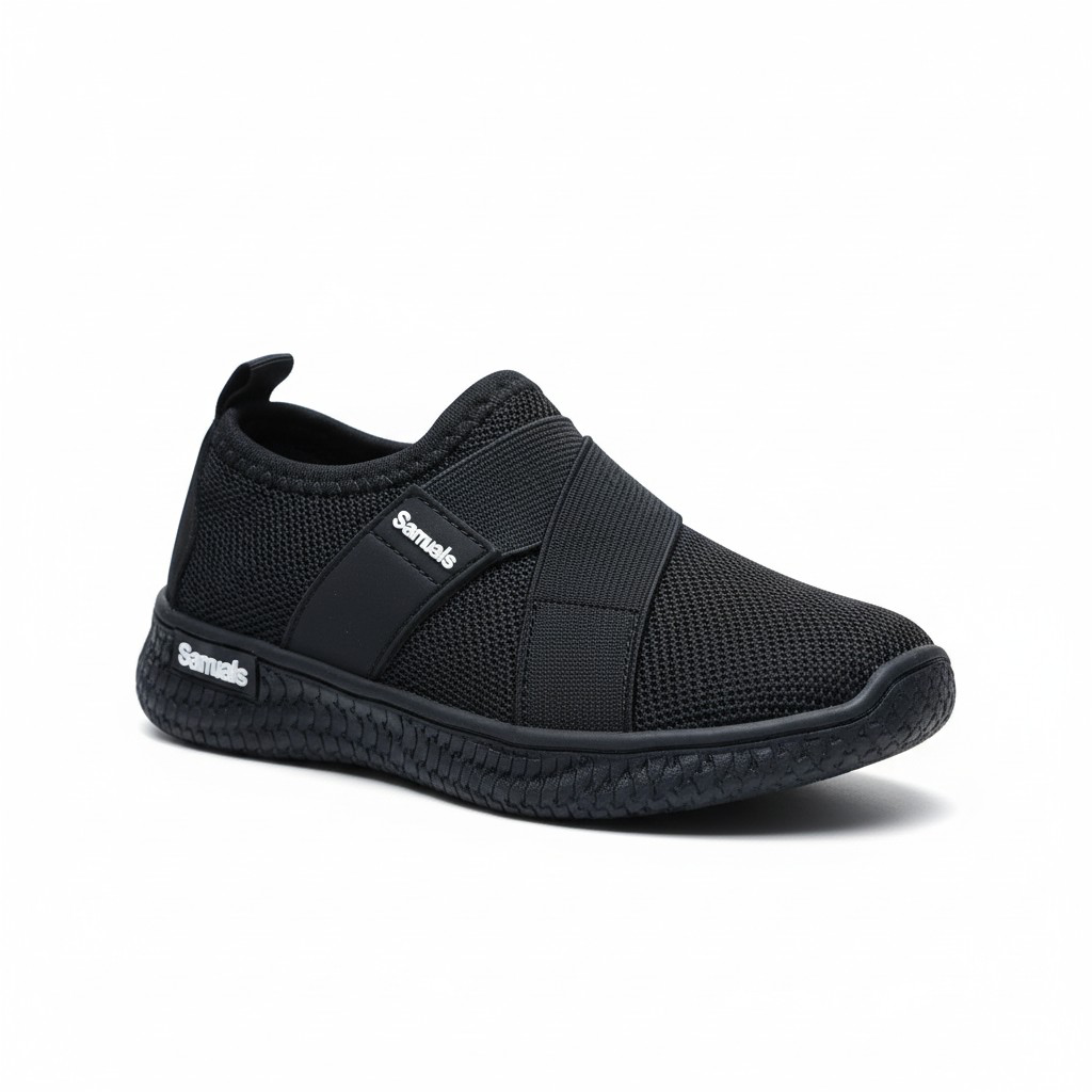 Step into Sleek, All-Black Slip-Ons for kids and adults sneakers. Black never looked this bold, slip-on mesh sneakers. Effortless style in every step, build for the street. School sport shoes.