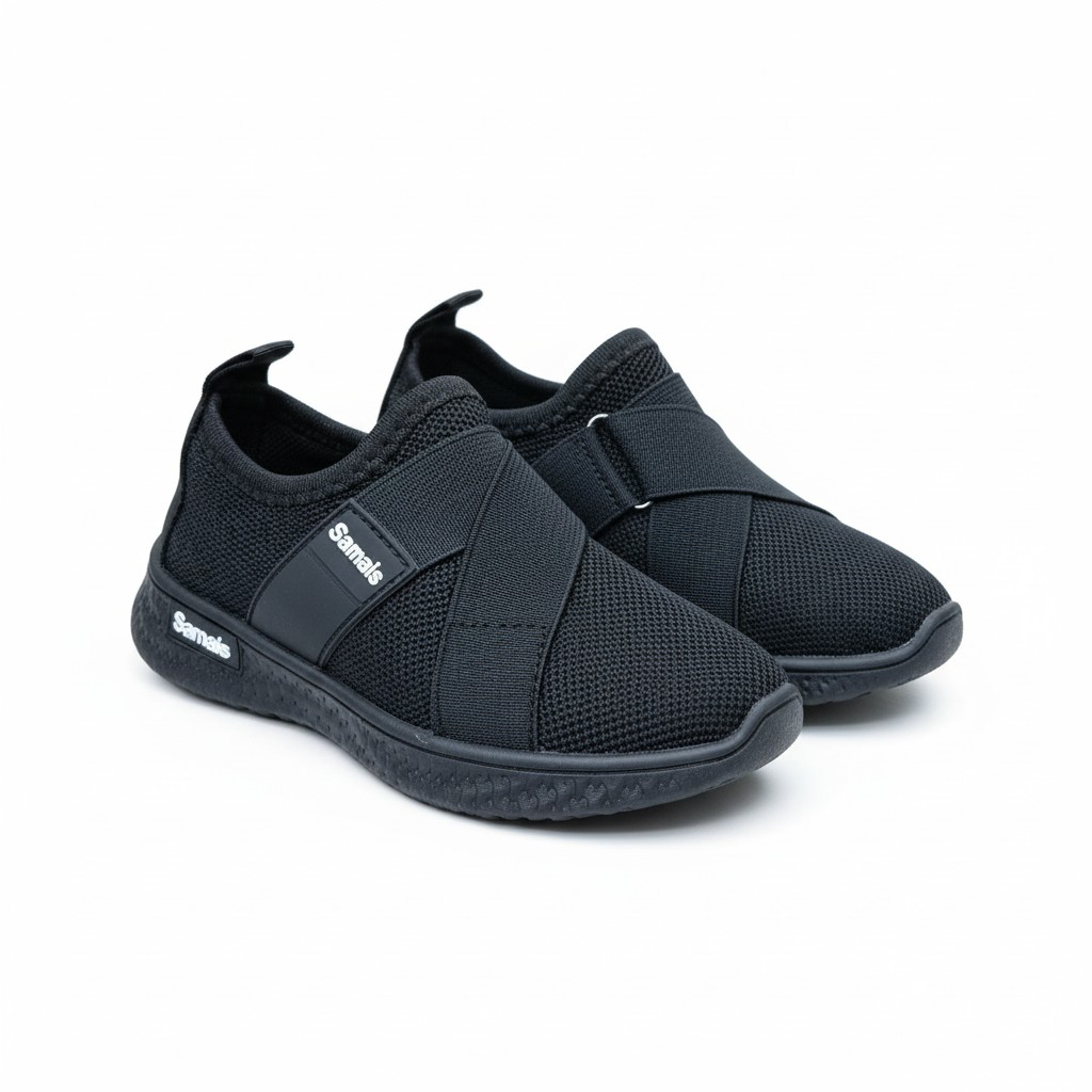 Step into Sleek, All-Black Slip-Ons for kids and adults sneakers. Black never looked this bold, slip-on mesh sneakers. Effortless style in every step, build for the street. School sport shoes.