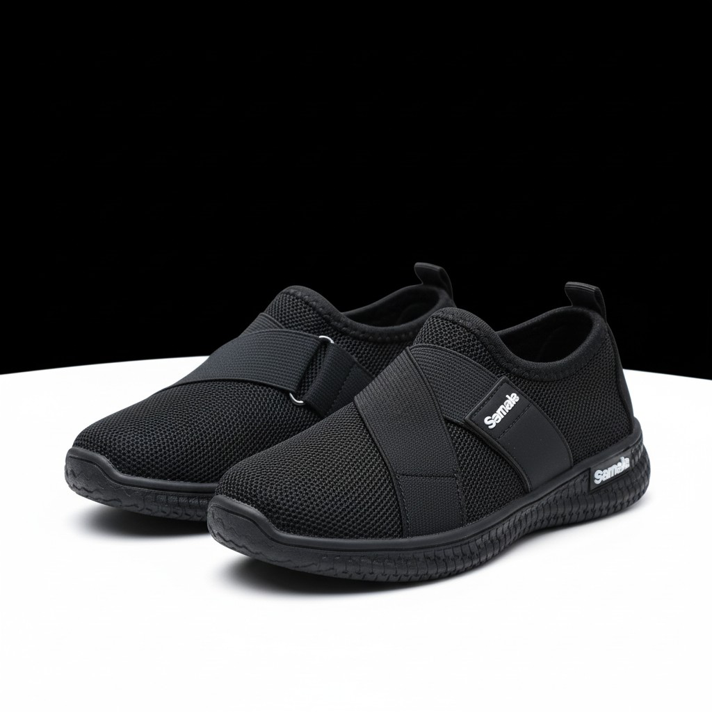 Step into Sleek, All-Black Slip-Ons for kids and adults sneakers. Black never looked this bold, slip-on mesh sneakers. Effortless style in every step, build for the street. School sport shoes.