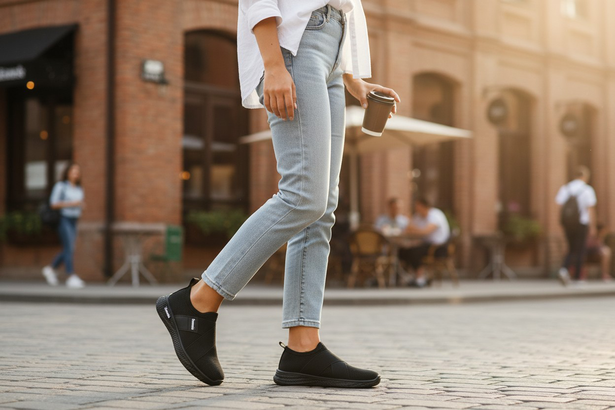 Step into Sleek, All-Black Slip-Ons for kids and adults sneakers. Black never looked this bold, slip-on mesh sneakers. Effortless style in every step, build for the street. School sport shoes.