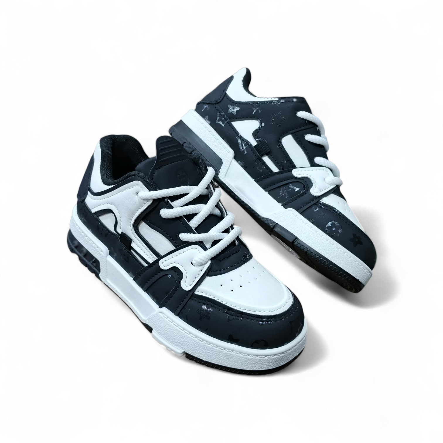 Classic Black & White Kids' Sneakers. Durable and stylish sneaker for Kids. Kids Everyday sneakers. Two tone shoes, lightweight and supportive sneaker trainers, easy to wear and durable.