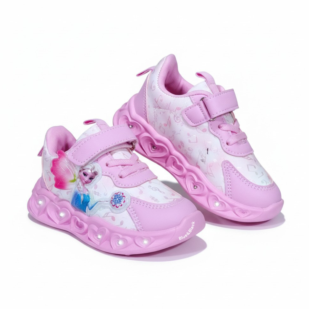 Toddler Sneakers, Disney Frozen Elsa Magical Glow-Light-Up. Elsa Enchanted Wings Pink & Purple LED Athletic Shoes. Pastel Pink girls sneakers.