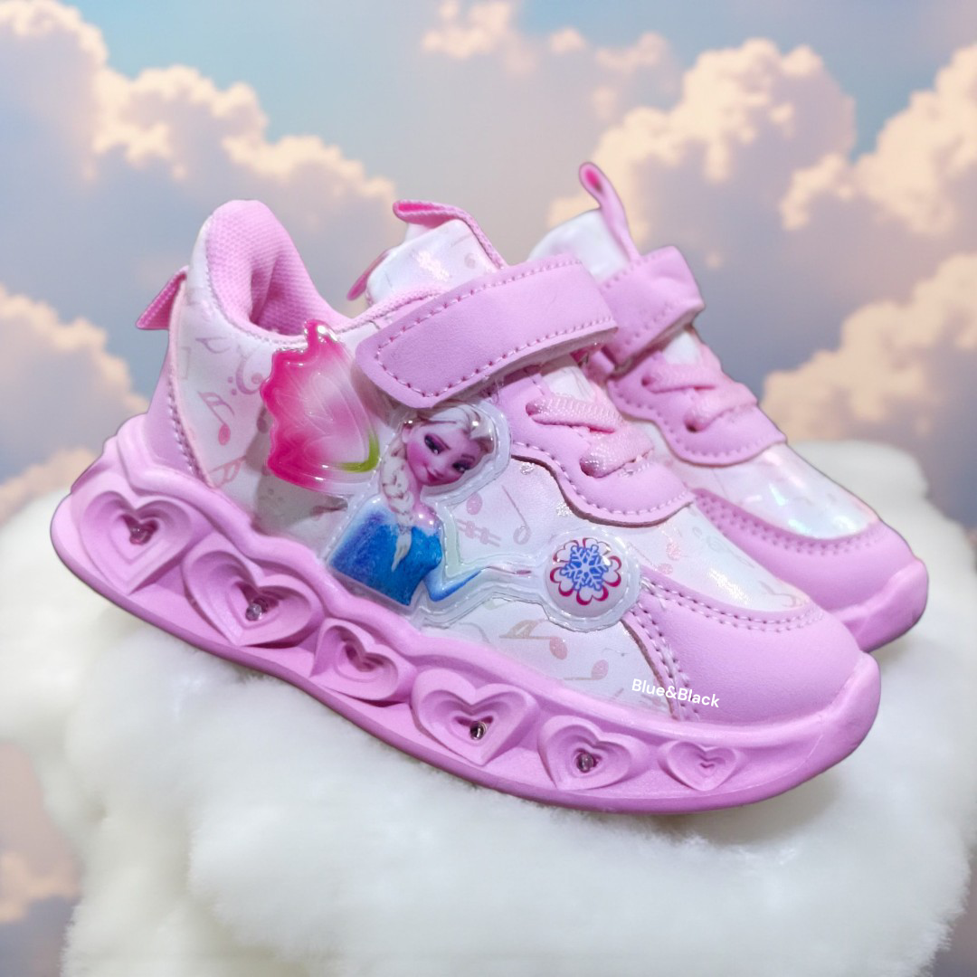 Toddler Sneakers, Disney Frozen Elsa Magical Glow-Light-Up. Elsa Enchanted Wings Pink & Purple LED Athletic Shoes. Pastel Pink girls sneakers.