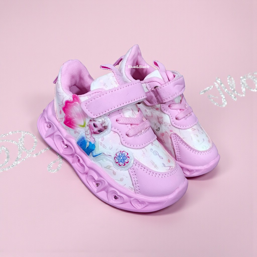 Toddler Sneakers, Disney Frozen Elsa Magical Glow-Light-Up. Elsa Enchanted Wings Pink & Purple LED Athletic Shoes. Pastel Pink girls sneakers.