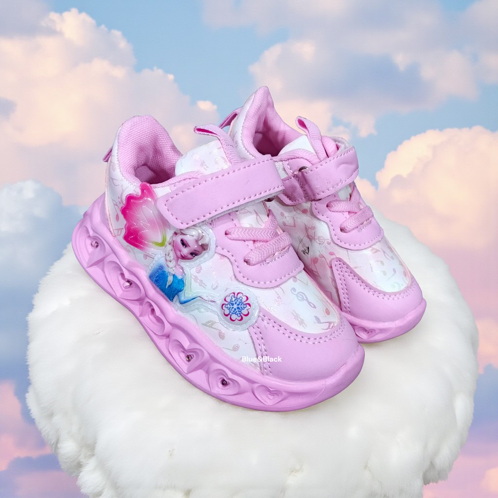Toddler Sneakers, Disney Frozen Elsa Magical Glow-Light-Up. Elsa Enchanted Wings Pink & Purple LED Athletic Shoes. Pastel Pink girls sneakers.