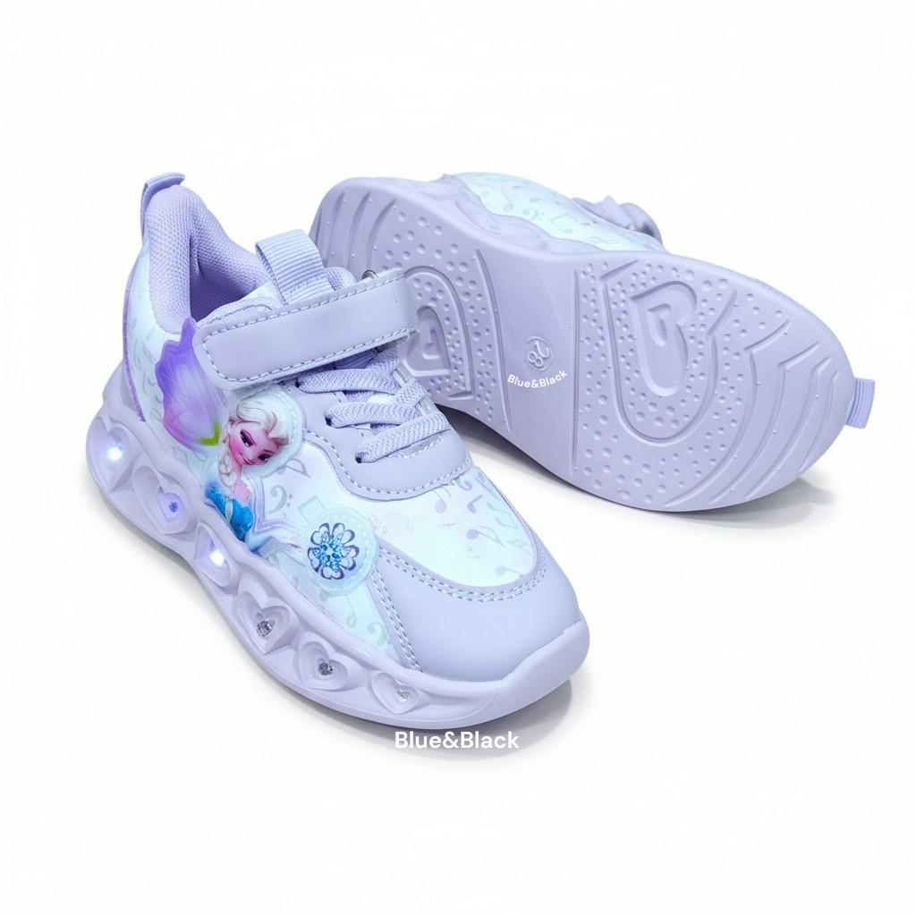 Toddler Sneakers, Disney Frozen Elsa Magical Glow-Light-Up. Elsa Enchanted Wings Purple & white LED Athletic Shoes. Pastel Pitch girls sneakers.