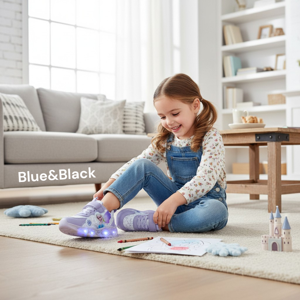 Toddler Sneakers, Disney Frozen Elsa Magical Glow-Light-Up. Elsa Enchanted Wings Purple & white LED Athletic Shoes. Pastel Pitch girls sneakers.