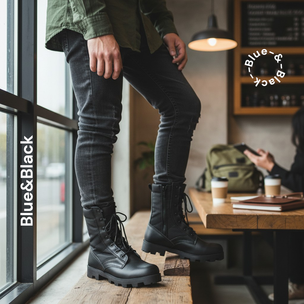 Siwar tactical Military Boots for Men and Women 8 Inches Black Combat Army Boots. Outdoor Hiking Boots