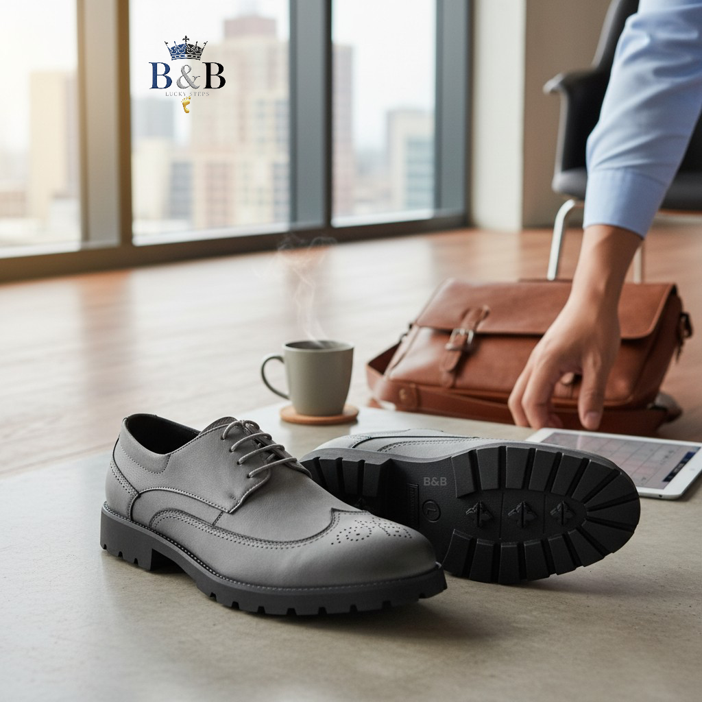 Low-cut Lacazette official casual men shoes. A sharp pair of Wingtip Derbies with a rugged twist. Commuter-Sole Brogue Oxfords official shoes. Tooled Leather Derby with Contrast Welt.