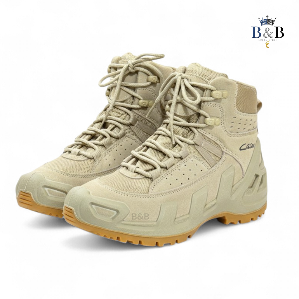 Tactical Vanguard Mid-Ankle Hiking Boots, Desert Sand Edition. Reinforced Armor & All-Weather Grip. Urban Explorer Sandstone Boots Rugged Durability Meets Modern Style Delta.
