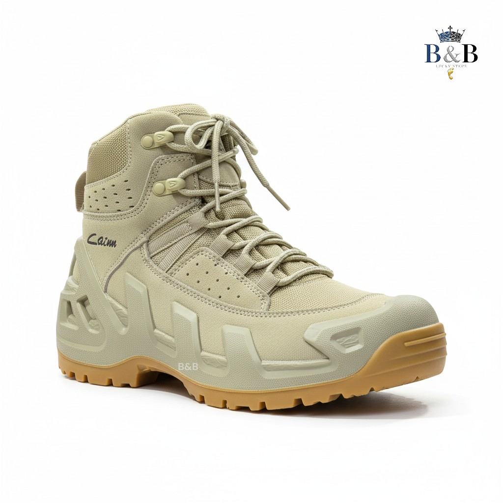 Tactical Vanguard Mid-Ankle Hiking Boots, Desert Sand Edition. Reinforced Armor & All-Weather Grip. Urban Explorer Sandstone Boots Rugged Durability Meets Modern Style Delta.