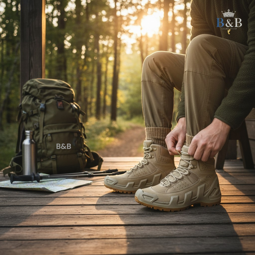 Tactical Vanguard Mid-Ankle Hiking Boots, Desert Sand Edition. Reinforced Armor & All-Weather Grip. Urban Explorer Sandstone Boots Rugged Durability Meets Modern Style Delta.