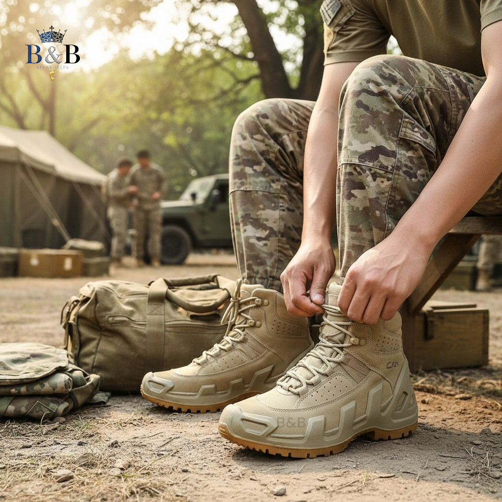 Tactical Vanguard Mid-Ankle Hiking Boots, Desert Sand Edition. Reinforced Armor & All-Weather Grip. Urban Explorer Sandstone Boots Rugged Durability Meets Modern Style Delta.