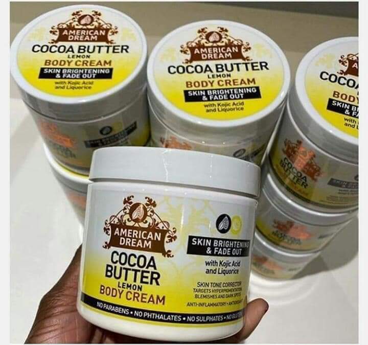 American Dream 500Ml Cocoa Butter Lemon Body Brightening Cream with Lemon oil and Vitamin E