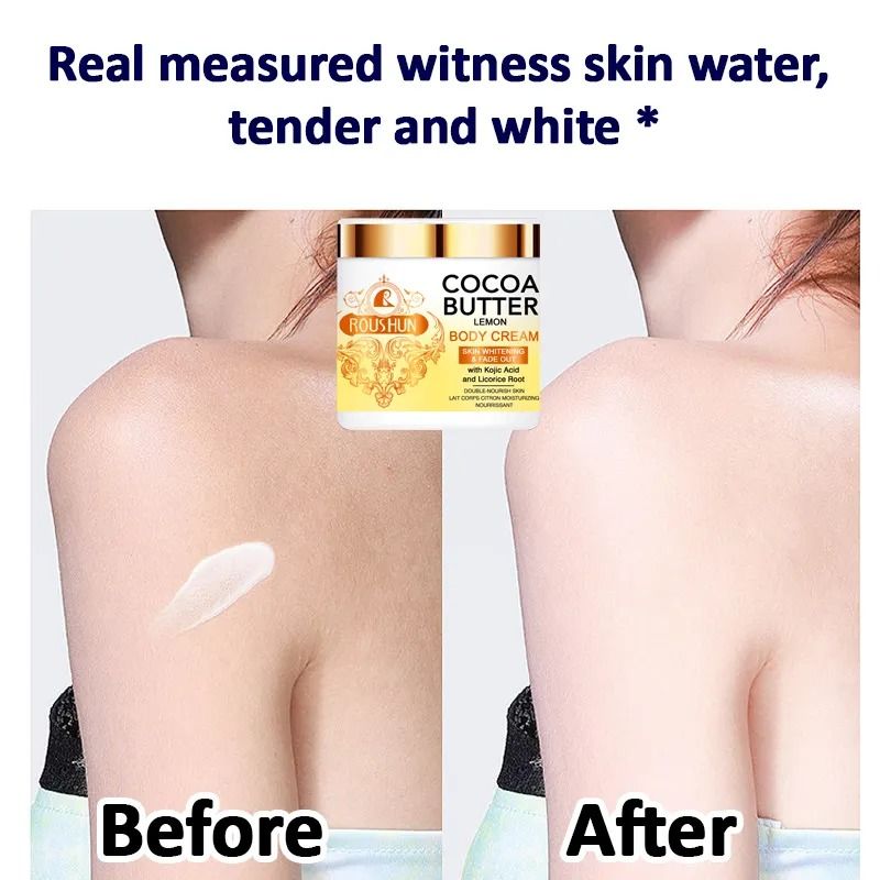 ROUSHUN Cocoa Butter Body Cream Cocoa Butter and Lemon Body Lotion Whitening Hand and Body Cream with Kojic Acid Whitening Lightening Cocoa Butter Skin Perfect Moisturizing Skin Care Body Cream 5