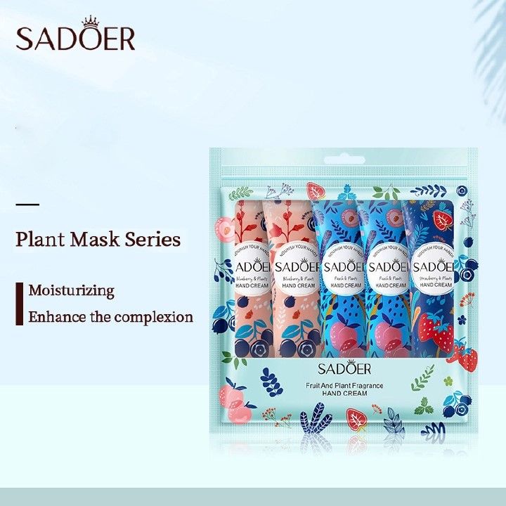OFFER!!! OFFER!!! SADOER Hand Cream 5 PCS/Set Fruit Moisturizing Hand Cream Nourish Hand Care Hand Lotion Moisturize Stratum Corneum Hands Hydration Moisturizing Skin Care Creams for Dry Cracked Hands