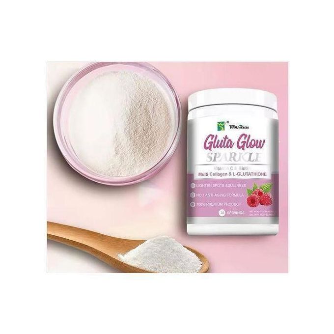 GLUTA GLOW Sparkle Powder Skin Whitening & Anti-Aging Supplement Vitamin C, Biotin, Collagen, Glutathione