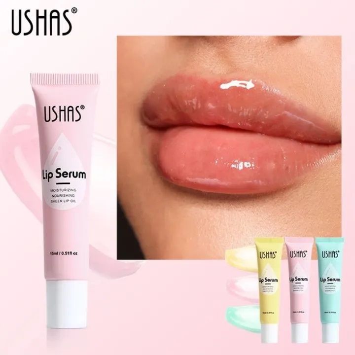 3Pcs Ushas Lip Serum Lip Hydrating Treatment Moisturizing Lip Care Serum Reduce Dryness Lip Lines Lip Enhancer For Fuller Lips Nourishing Sheer Lip Oil