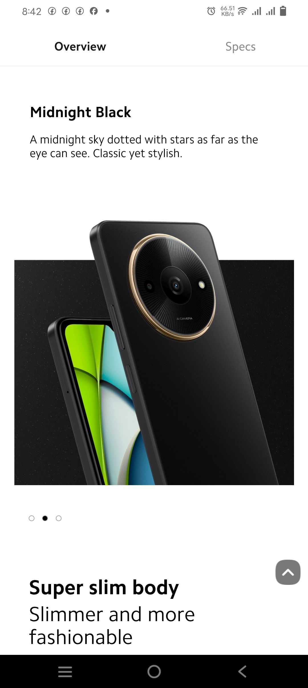 XIAOMI Redmi A3X 6.71" 64GB+3GB RAM 4G Network 5000mAh Battery 8MP AI Camera 10W Fast Charging Fingerprint Sensor Android 14