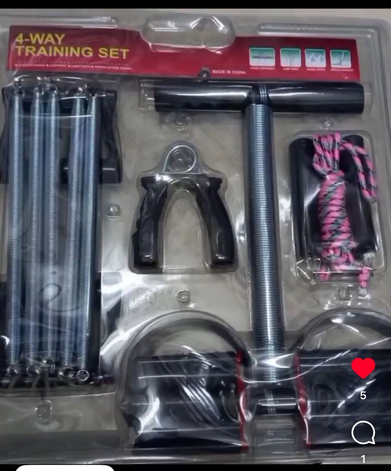 📍FAMILY EXERCISE KIT📍4 In 1 Way Training Set With Tummy Trimmer.comprising of a hand grip, skipping rope, chest expander and a tummy trimmer all in one package.