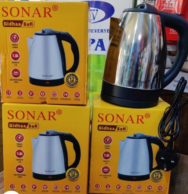 Sonar Automatic Electric Kettle Stainless Steel Cordless 1.8L 1500w1.8litre cordless electric kettle that boils water 85% more efficient than stove top kettle. Concealed stainless steel