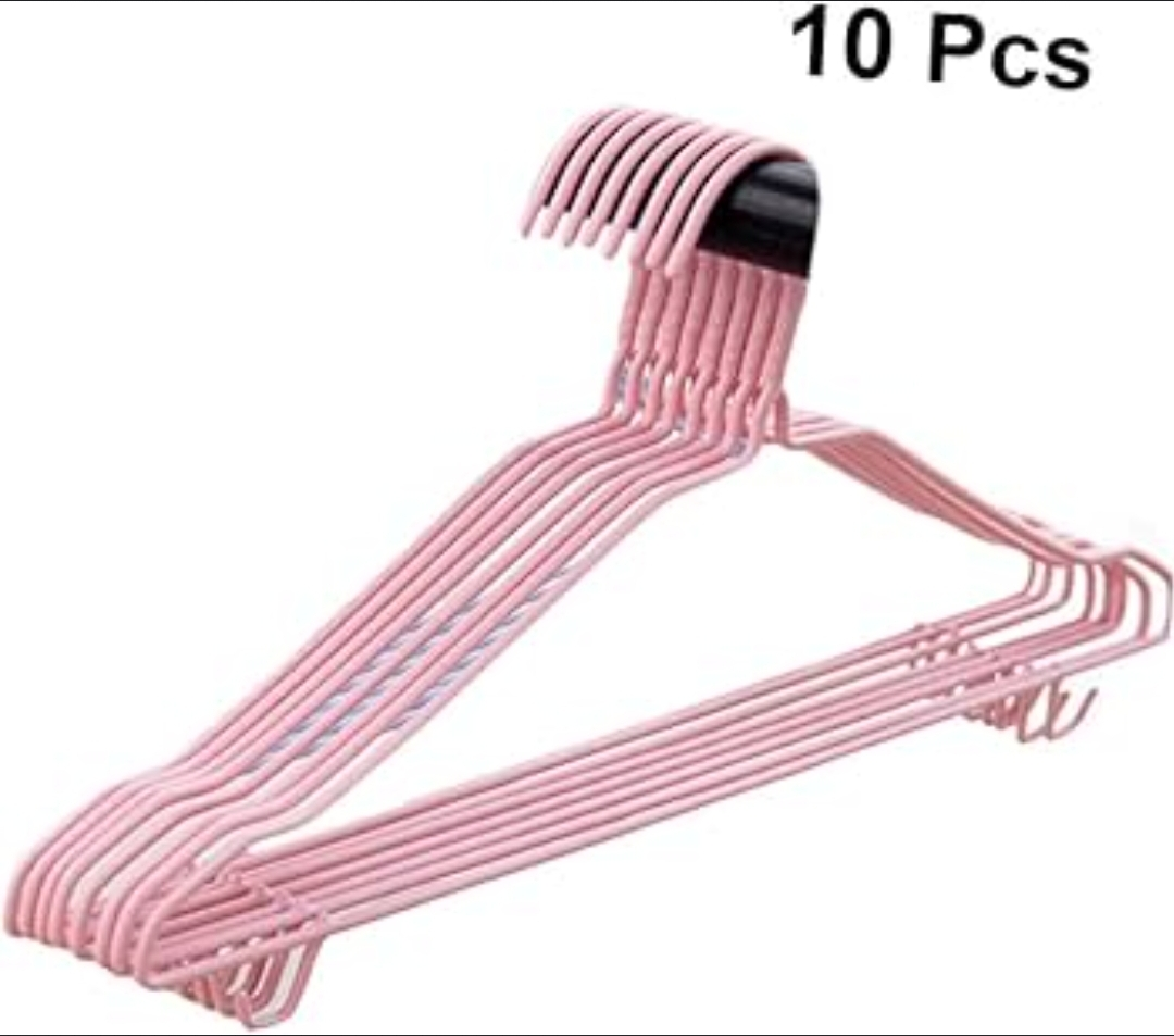 10pcs/Simple Steel with plastic coat Hanger with hooks hanger, Adult steel coated Drying hook Hanger, Trouser Rack Dry and wet daily hook hanger