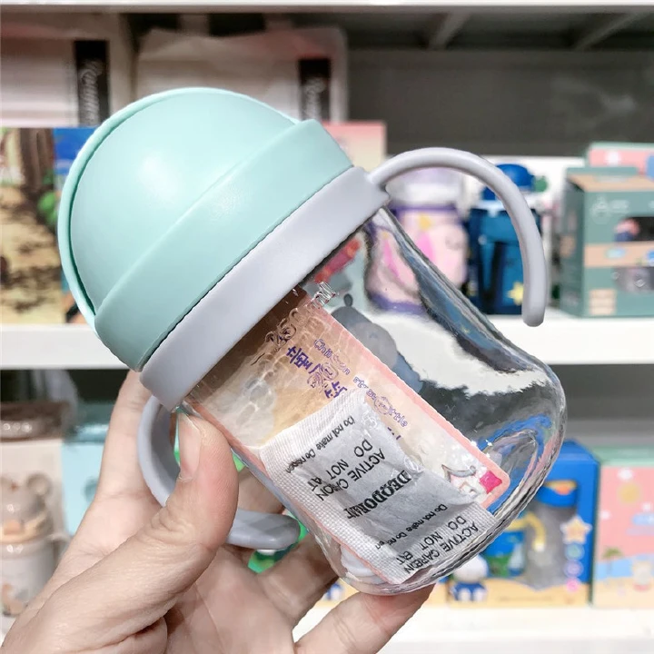 TOP QUALITY250ml Baby Water Bottle Learning Cup Anti Choke Non-spill Training Cup Leak-Proof Fee With Gravity Ball Straw