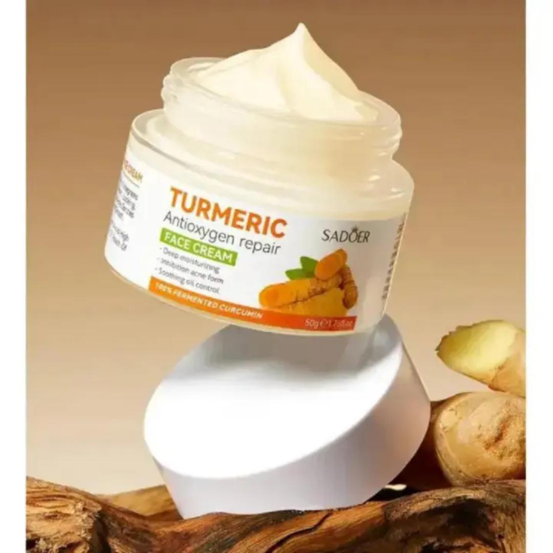 5 in 1 Sadoer Turmeric Set, Tumeric Cleanser + Face Serum +Face Toner + Face Cream + Tumeric Soap, with unparelled Vitamin C capabilities, Helps in Preven Acne, Sooth, Hydrate, Lighjten Acne Marks