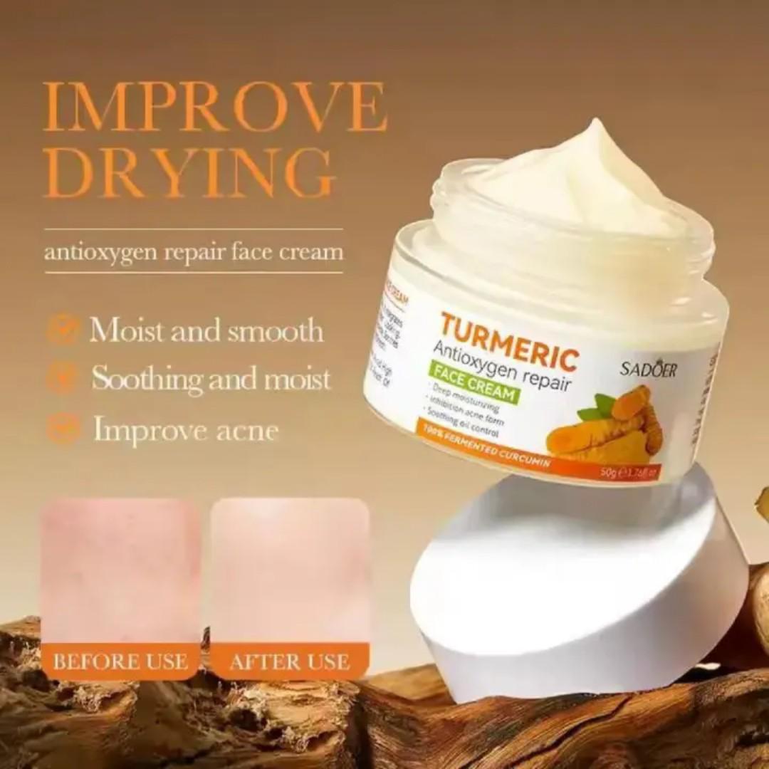 2 in 1, Sadoer Turmeric Cream + Tumeric Serum, the Combination of Sadoer Tumeric Cream and Turmeric Serum Guarantees Like Vitamin C, Deep Hydration, inhibits Acne formation, Lighten Acne Marks, Sooth