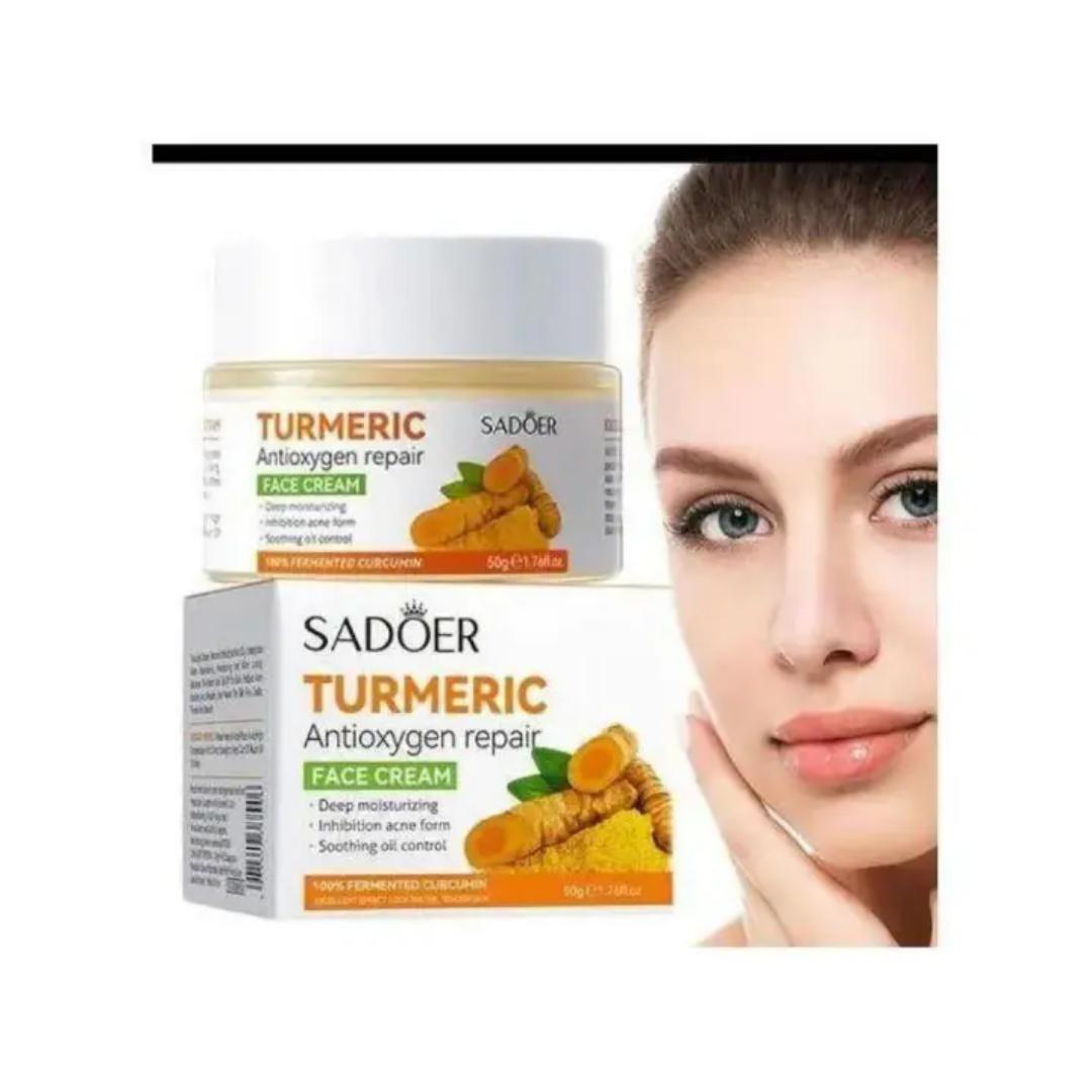 2 in 1, Sadoer Turmeric Cream + Tumeric Serum, the Combination of Sadoer Tumeric Cream and Turmeric Serum Guarantees Like Vitamin C, Deep Hydration, inhibits Acne formation, Lighten Acne Marks, Sooth