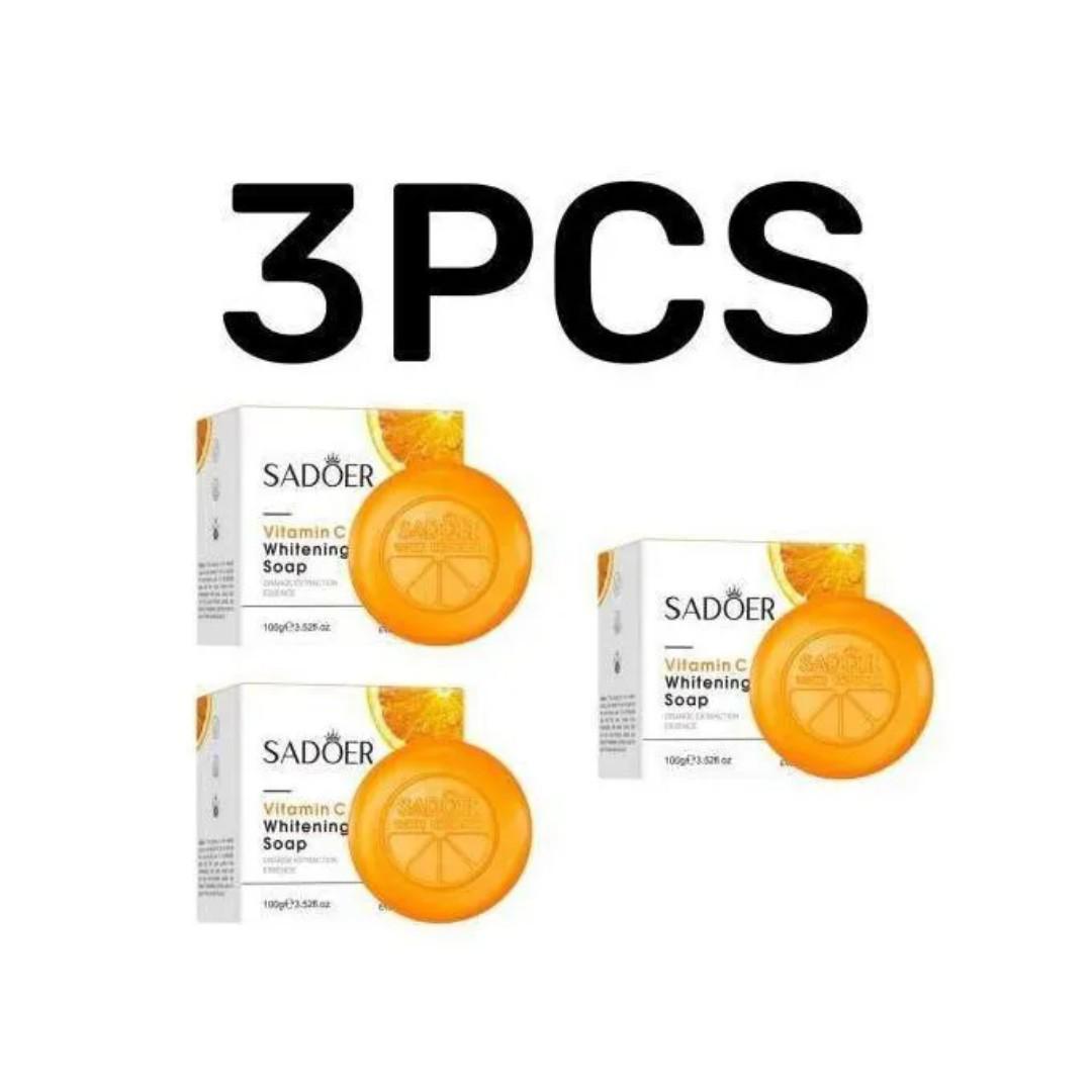 SADOER 3pcs Vitamin C Soap, Vitamin C Black Spots Whitening Soap, Removes Dirt, Whiten Black Spots, Fade Dark Marks, Brighten Skin